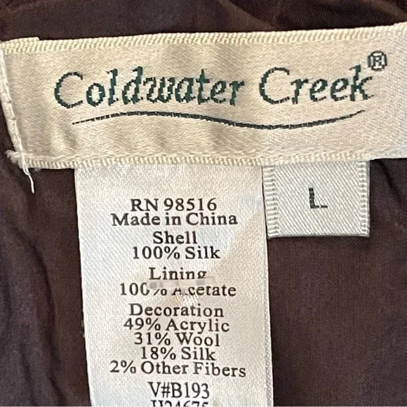 Coldwater Creek Brown Silk Beaded Skirt Size L - Picture 9 of 11